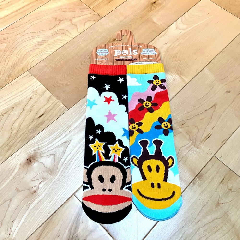 new Paul Frank Julius & Clancy colorful mismatched socks adult S